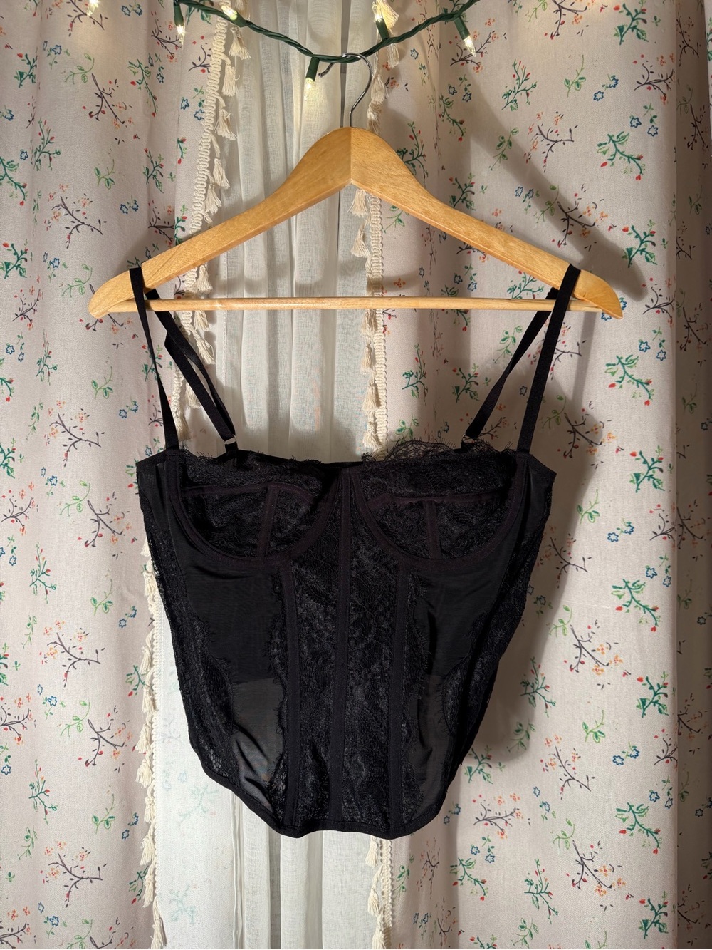 Sheer Black Lace Bustier Top